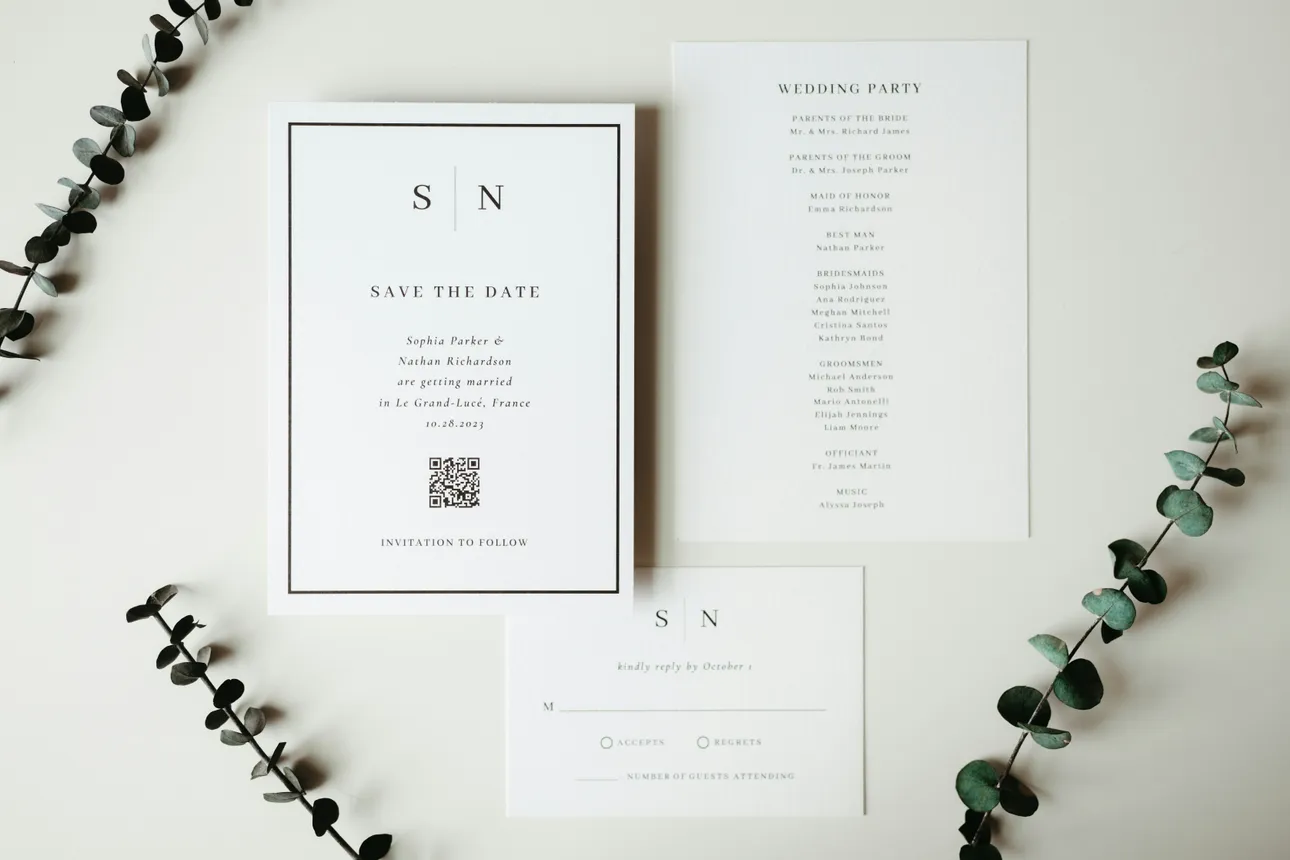 RSVP card with RSVP typography