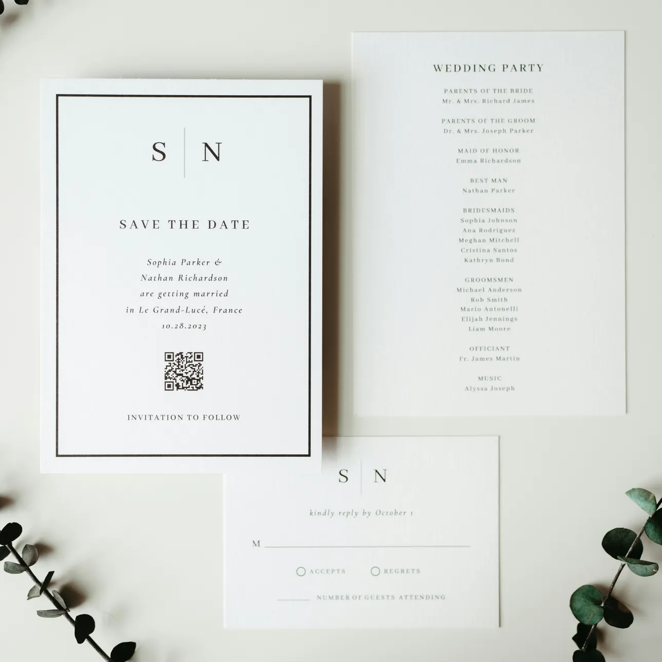 RSVP card with RSVP typography